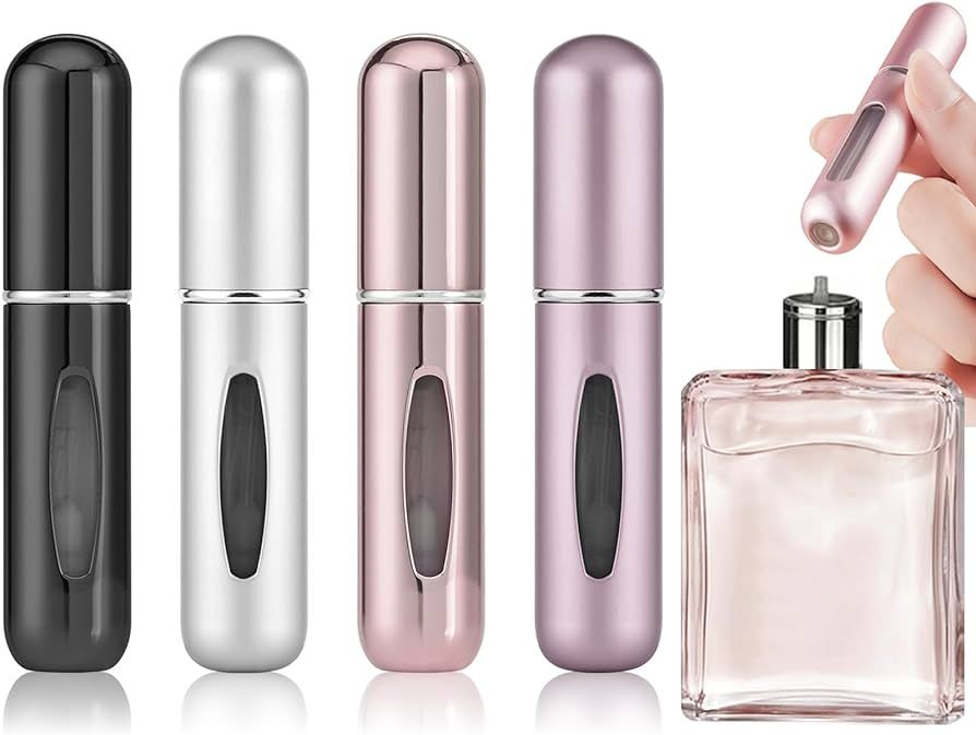 4 Pcs 5ml Portable Mini Refillable Perfume Atomizer Spray Bottle Scent Pump Case for Travel | Amazon (US)