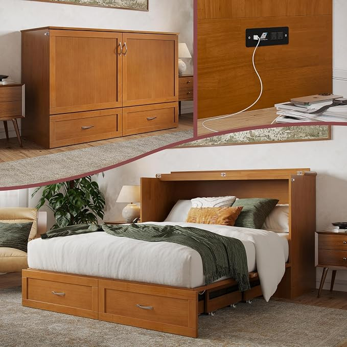 AFI, Hamilton Queen Murphy Bed Chest with 6" Mattress & Drawer, Toffee | Amazon (US)