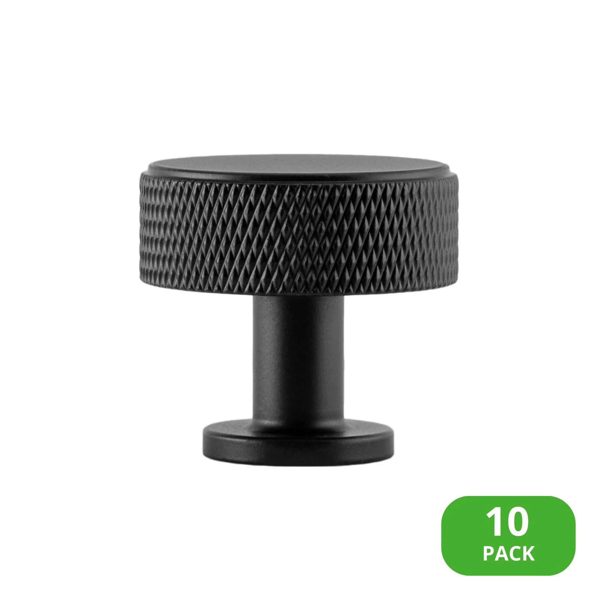 Sumner Street Home Hardware Kent Knurled 1-3/8-in Matte Black Round Industrial Cabinet Knob 10 -Pack one_size | RL005002VP | Lowe's