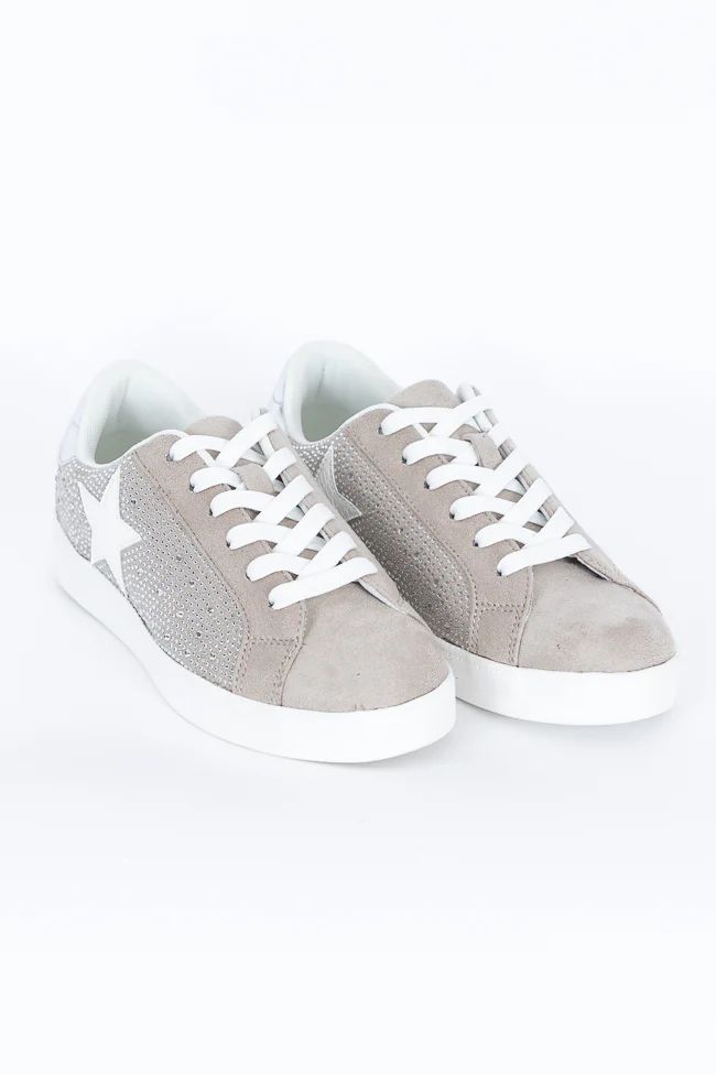 Karlie Taupe Rhinestone Star Sneaker | Pink Lily