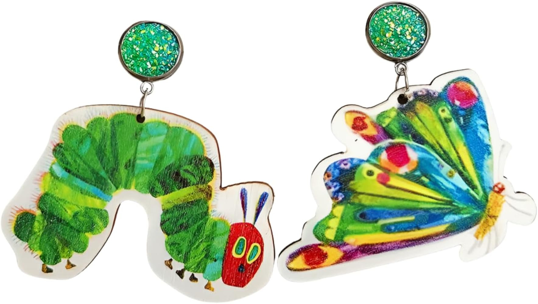 Funny Sparkling Teacher earrings Cute Wooden earrings Hungry Caterpillar Dangle Earrings for Women Jewelry | Amazon (US)