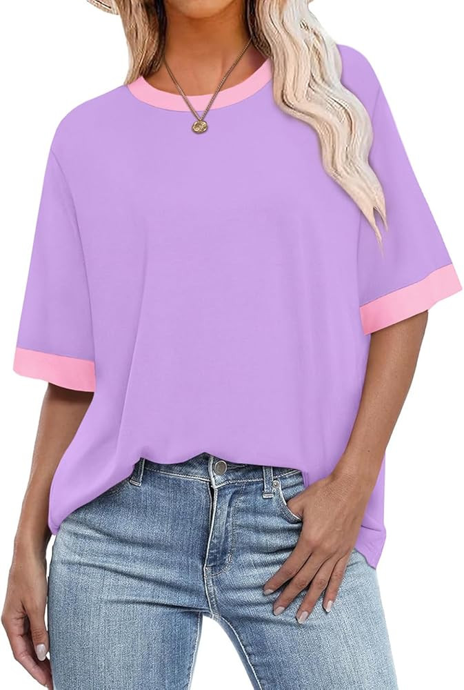 OFEEFAN Summer Tops for Women 2026 Short Sleeve Shirts Dressy Casual Crew Neck Tshirts Fashion | Amazon (US)