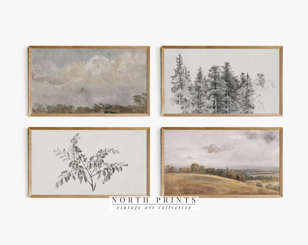 Samsung Frame TV Art SET Vintage Rustic Landscape Sketch - Etsy | Etsy (US)