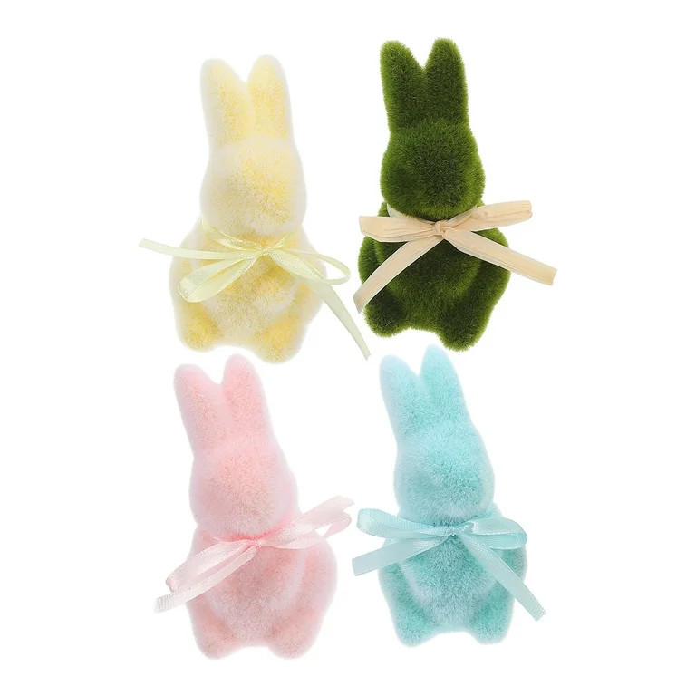 Masteelf 4pcs Easter Moss Rabbit Decor Miniature Bunny Figurines for Garden Decorations Flocked R... | Walmart (US)