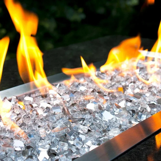 Celestial Fire Glass 0.50" Silver Reflective Fire Glass Diamonds, 10 lb | Walmart (US)