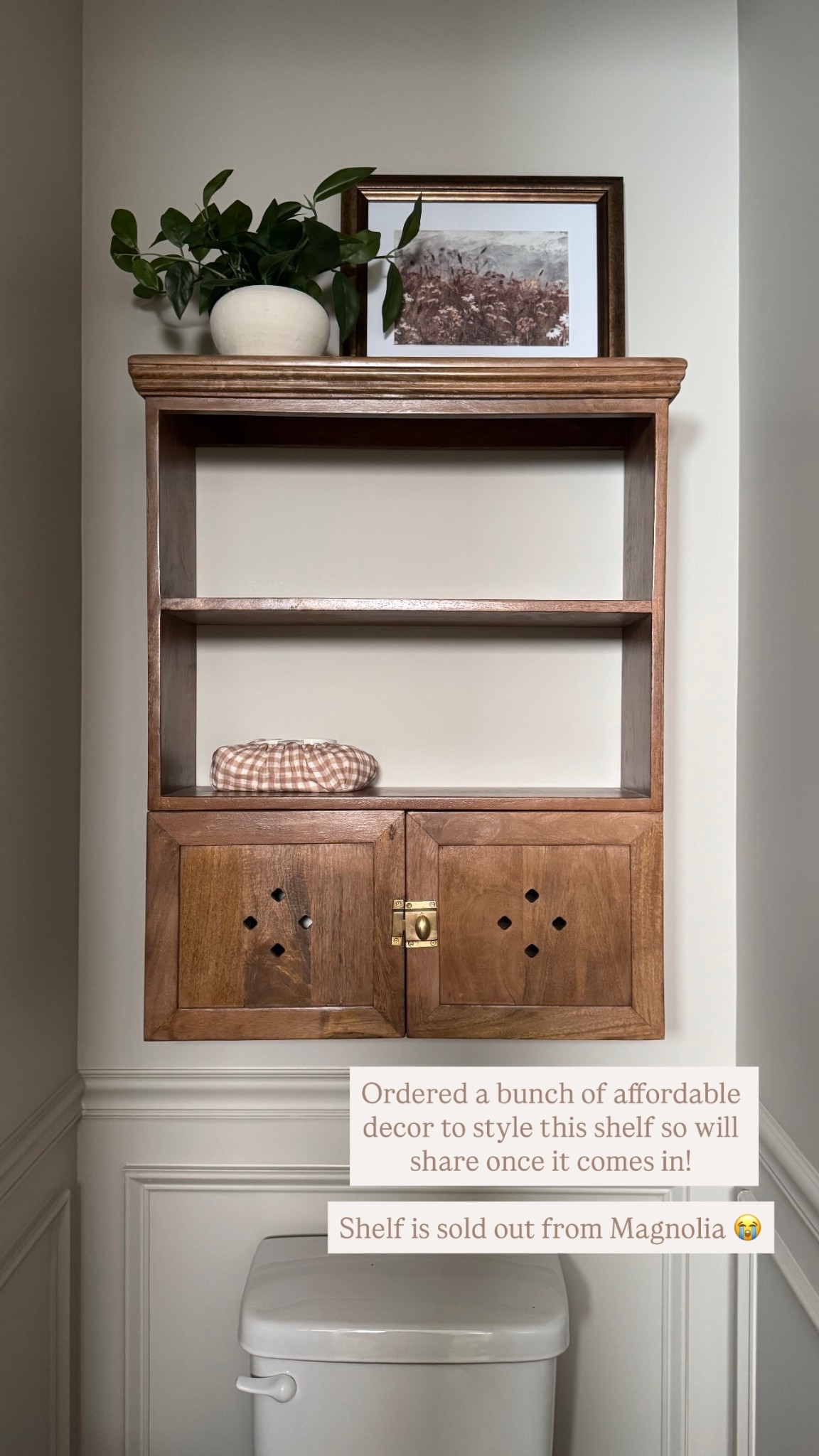 Ordered a bunch of affordable decor to style this shelf so will share once it comes in! 

Shelf is sold out from Magnolia 😭