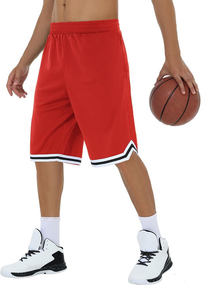 JWM Mens Long Basketball Shorts with Zip Pockets - 11" Mesh Athletic Gym Workout Sport Shorts Qui... | Amazon (US)