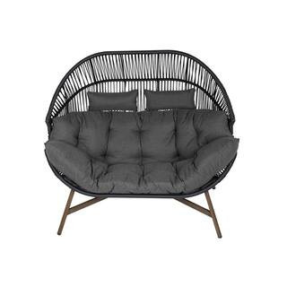 1-Piece Wicker Outdoor Lounge Chair Egg Chair with Cushions | The Home Depot