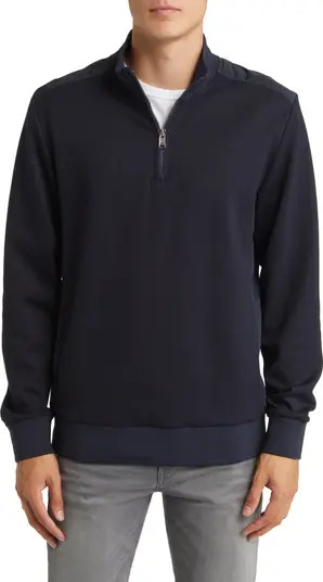 BOSS Sidney Half Zip Cotton Blend Pullover | Nordstrom | Nordstrom