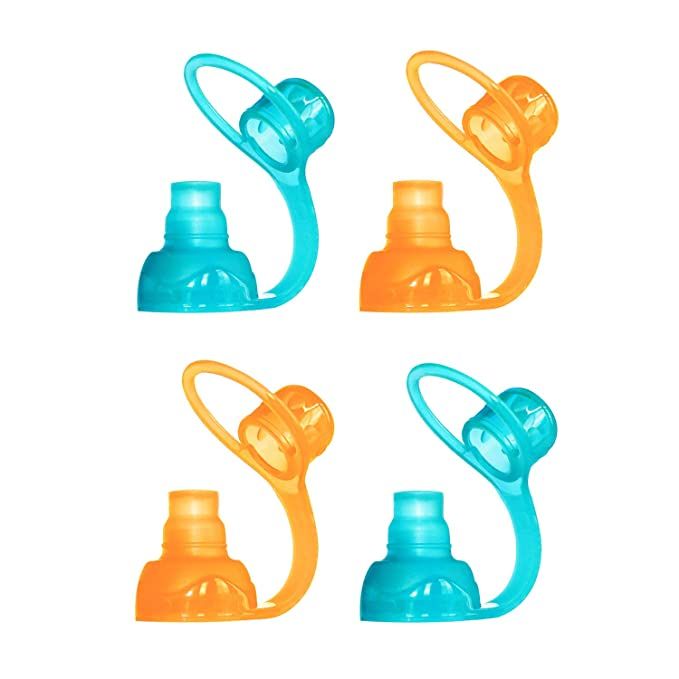 ChooMee SoftSip Food Pouch Tops | 100% Silicone | Orange Aqua | 4 CT | Amazon (US)