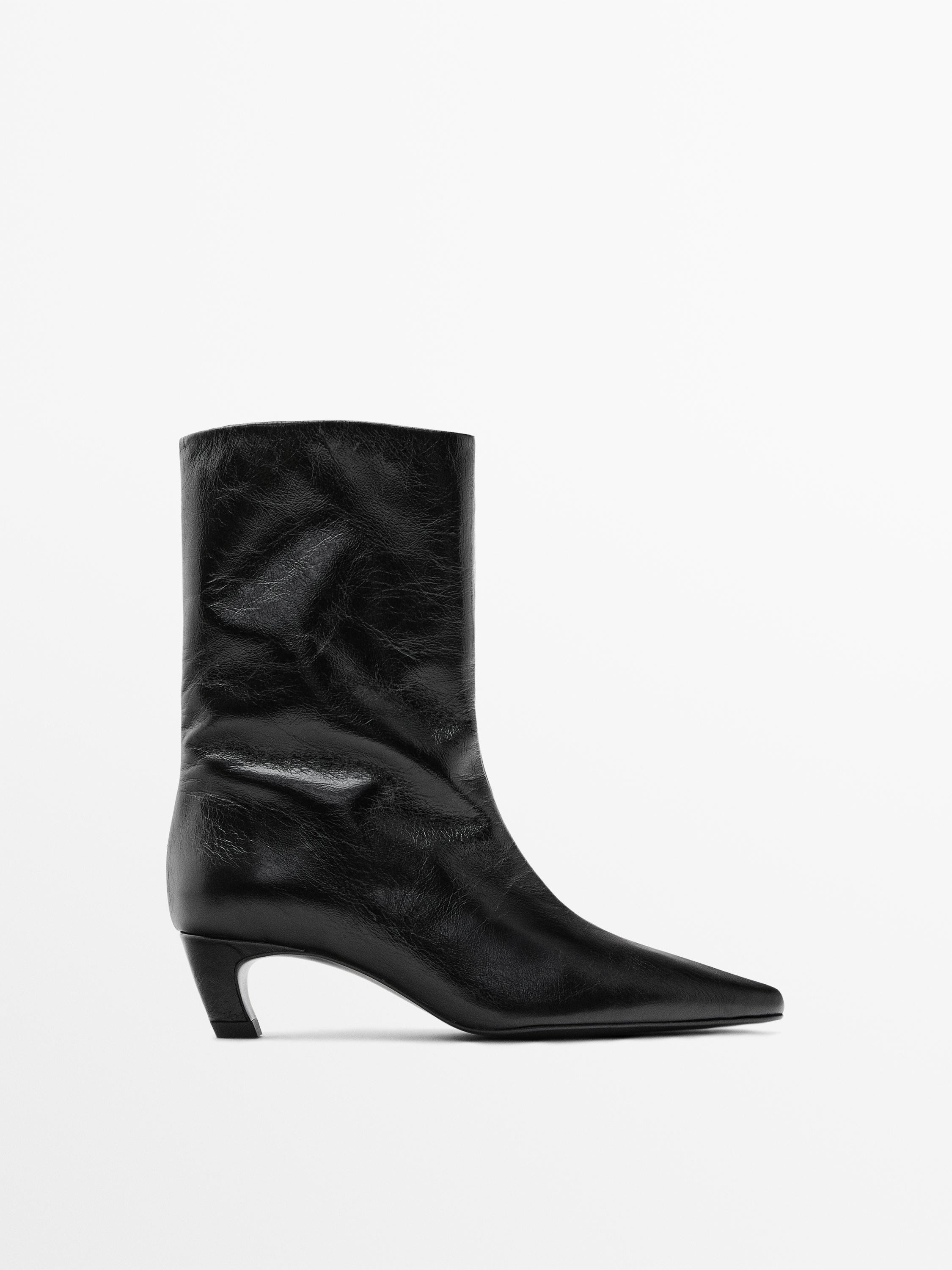 Leather high heel ankle boots | Massimo Dutti UK