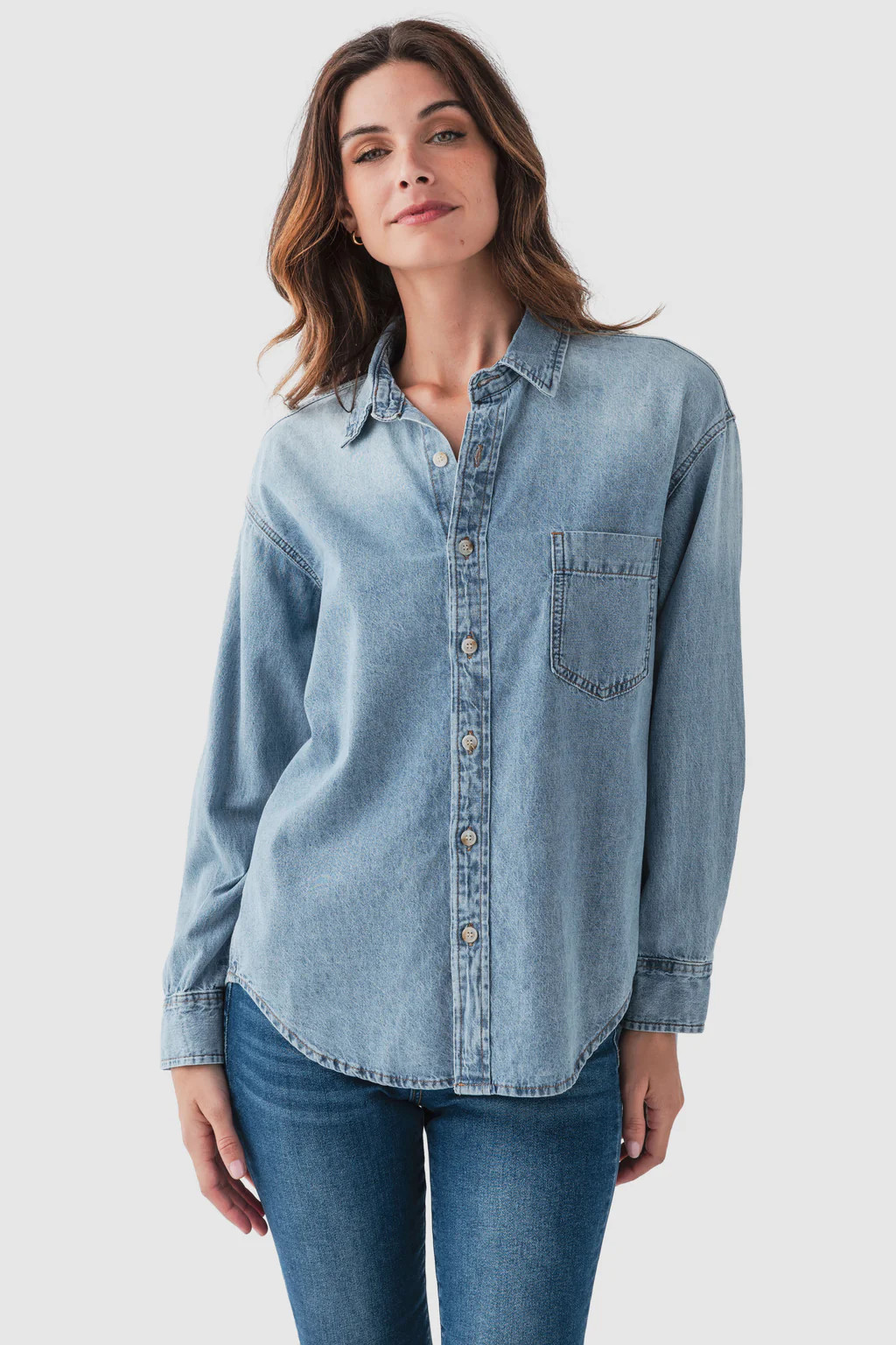 By Together Denim Button Up Top | Social Threads