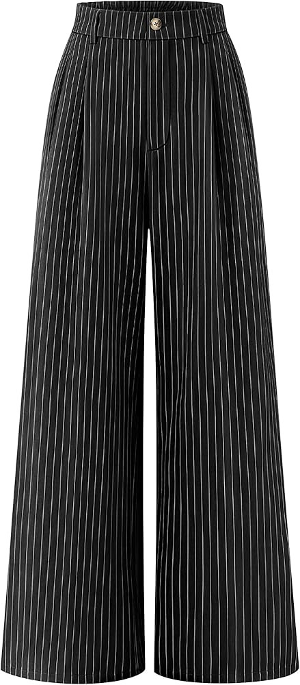 ZESICA Women's Wide Leg Striped Palazzo Pants 2026 High Waist Straight Business Work Dressy Slack... | Amazon (US)
