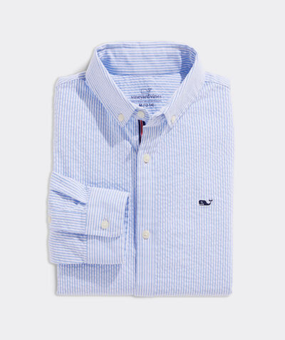 Boys' Striped Seersucker Whale Shirt | vineyard vines
