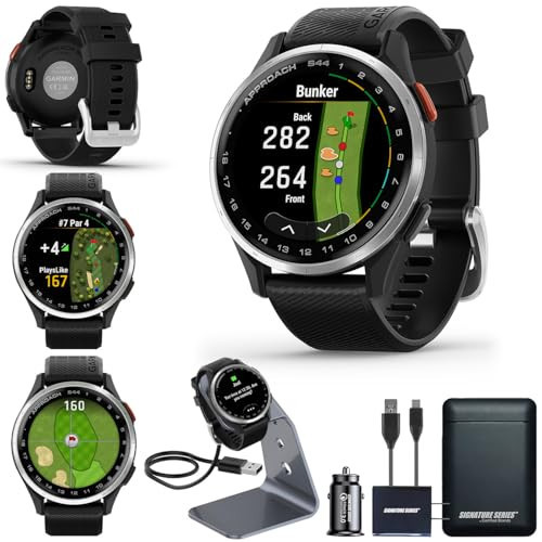 Garmin Approach S44 Essential Golf GPS Smartwatch | AMOLED Touchscreen Display | On-Course Features and Signature Series Power Bundle | Black Silicone Band | Amazon (US)