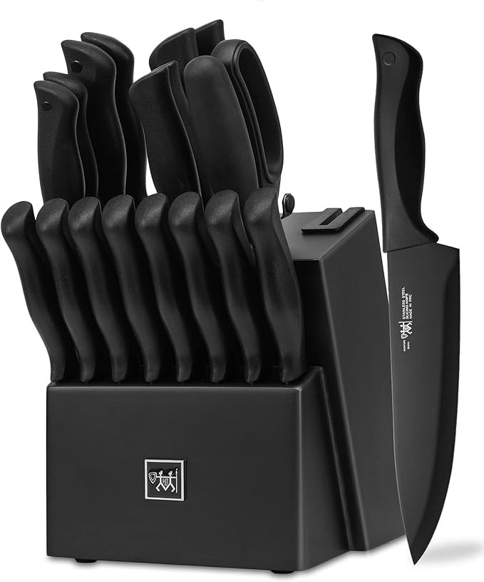 Knife Sets for Kitchen with Block, HUNTER.DUAL 19 Pcs Kitchen Knife Set with Block Self Sharpenin... | Amazon (US)