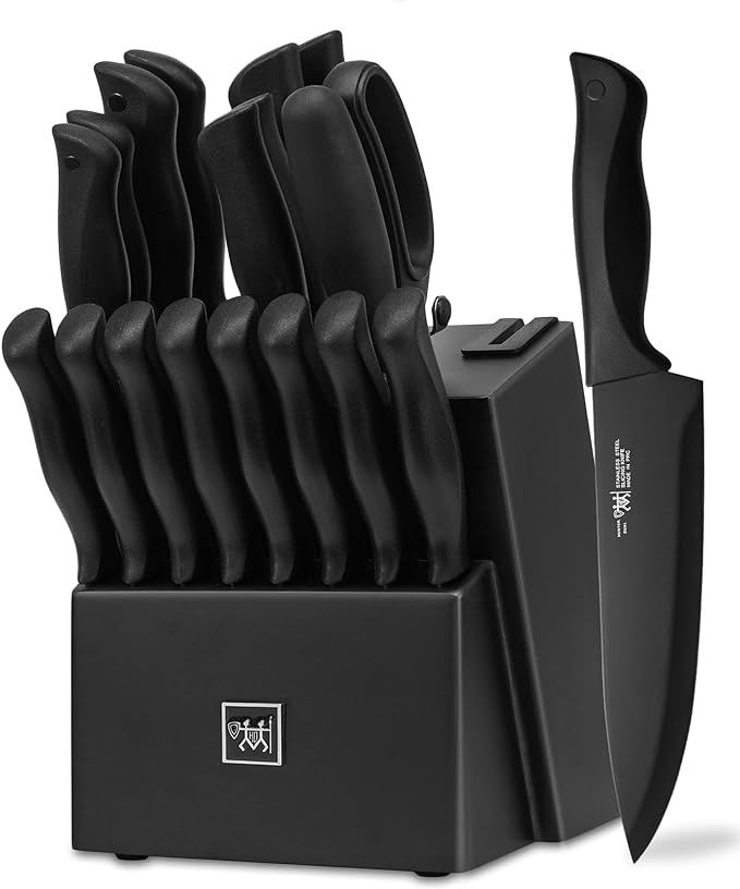 Knife Sets for Kitchen with Block, HUNTER.DUAL 19 Pcs Kitchen Knife Set with Block Self Sharpenin... | Amazon (US)