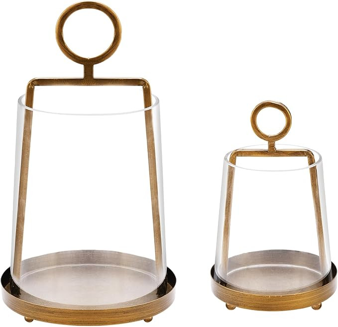 9" & 6" Wide Modern Farmhouse Metal Hurricane Candle Holder with Handmade Sturdy Glass Sleeve in ... | Amazon (US)