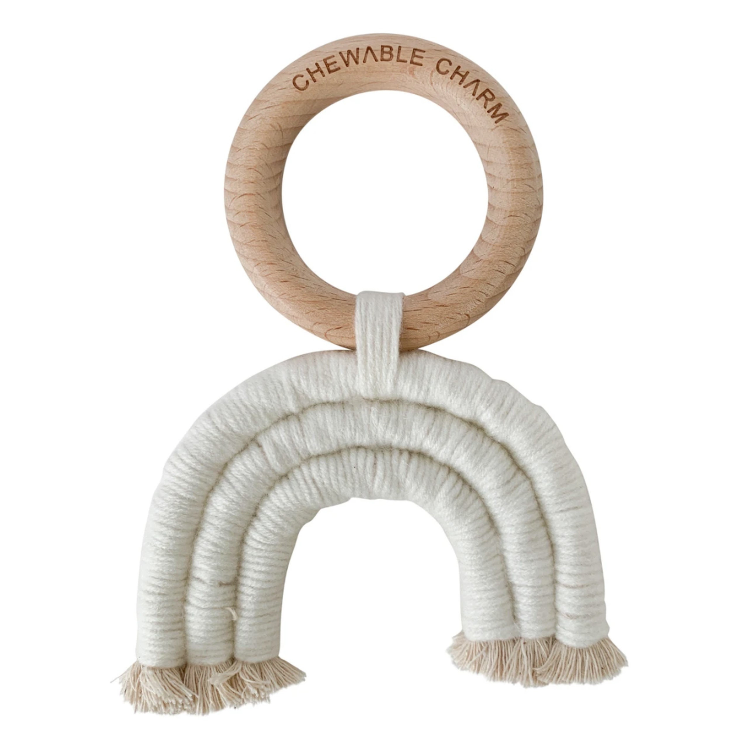 Beechwood & Macrame Teether, Cream | SpearmintLOVE