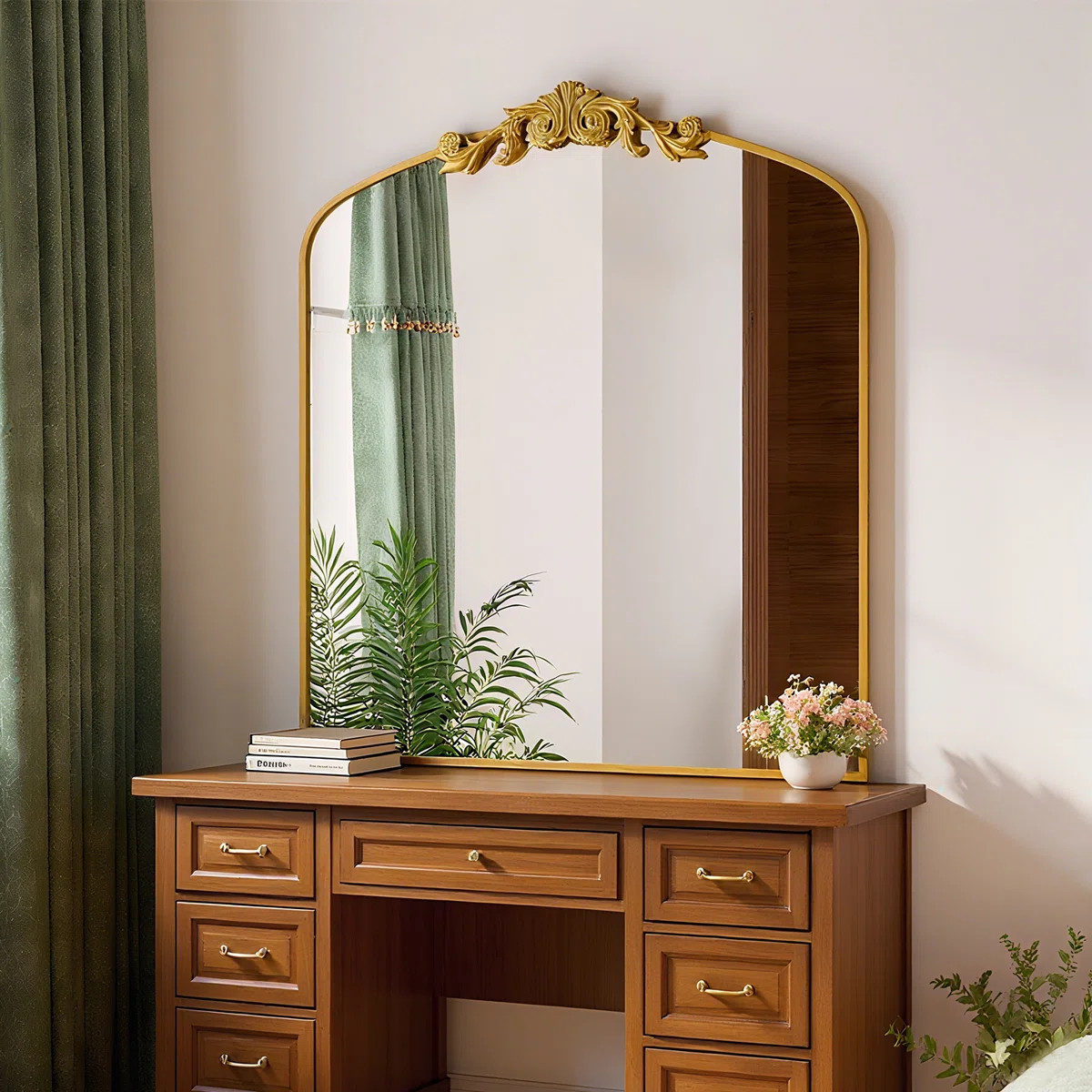 Arch Mirror Vintage Wall Mirror Decor With Alumium Alloy Frame, Traditional Baroque Bathroom Mirr... | Wayfair North America