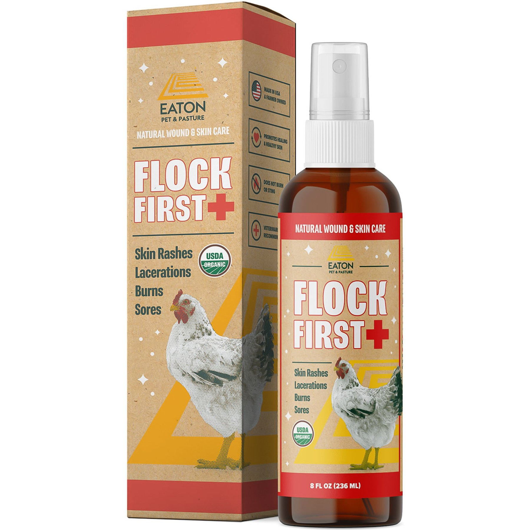 Eaton Pet & Pasture Flock First USDA Certified Organic Poultry Wound Spray, 8-fl oz bottle | Chewy