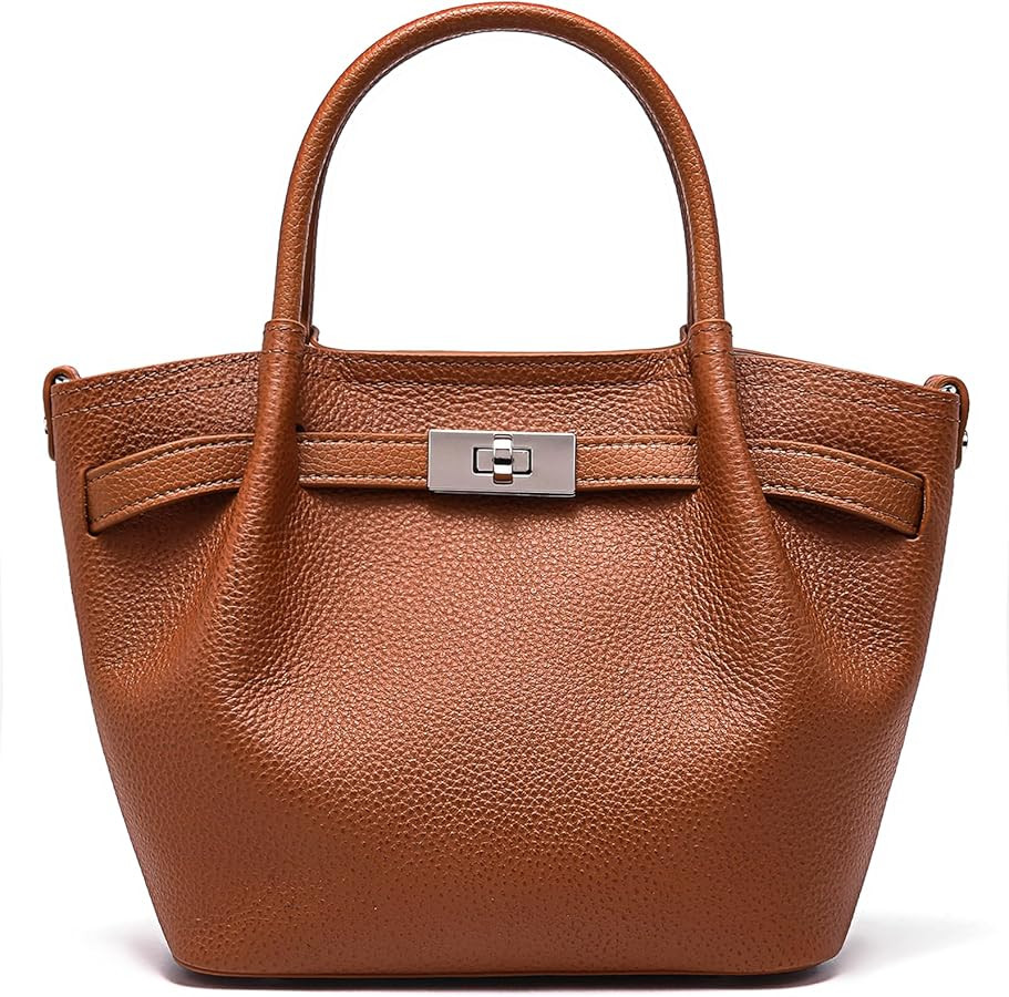 Genuine Leather Bucket Handbags for Women: Elegant Satchel Tote Purses for Ladies Luxury Designer... | Amazon (US)