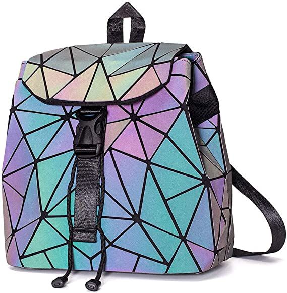 DIOMO Small Backpack for Women Men Geometric Luminous Purse Flash Travel Shoulder Bag Rucksack (S... | Amazon (US)