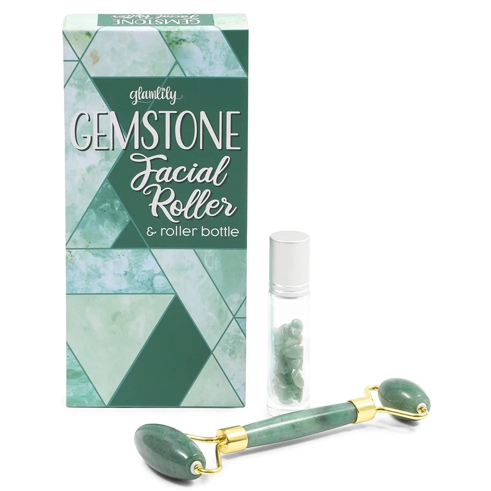 2 in 1 Jade Roller Set for Face, Natural Quartz Facial Massager with Essential Oil Bottle for Und... | Walmart (US)