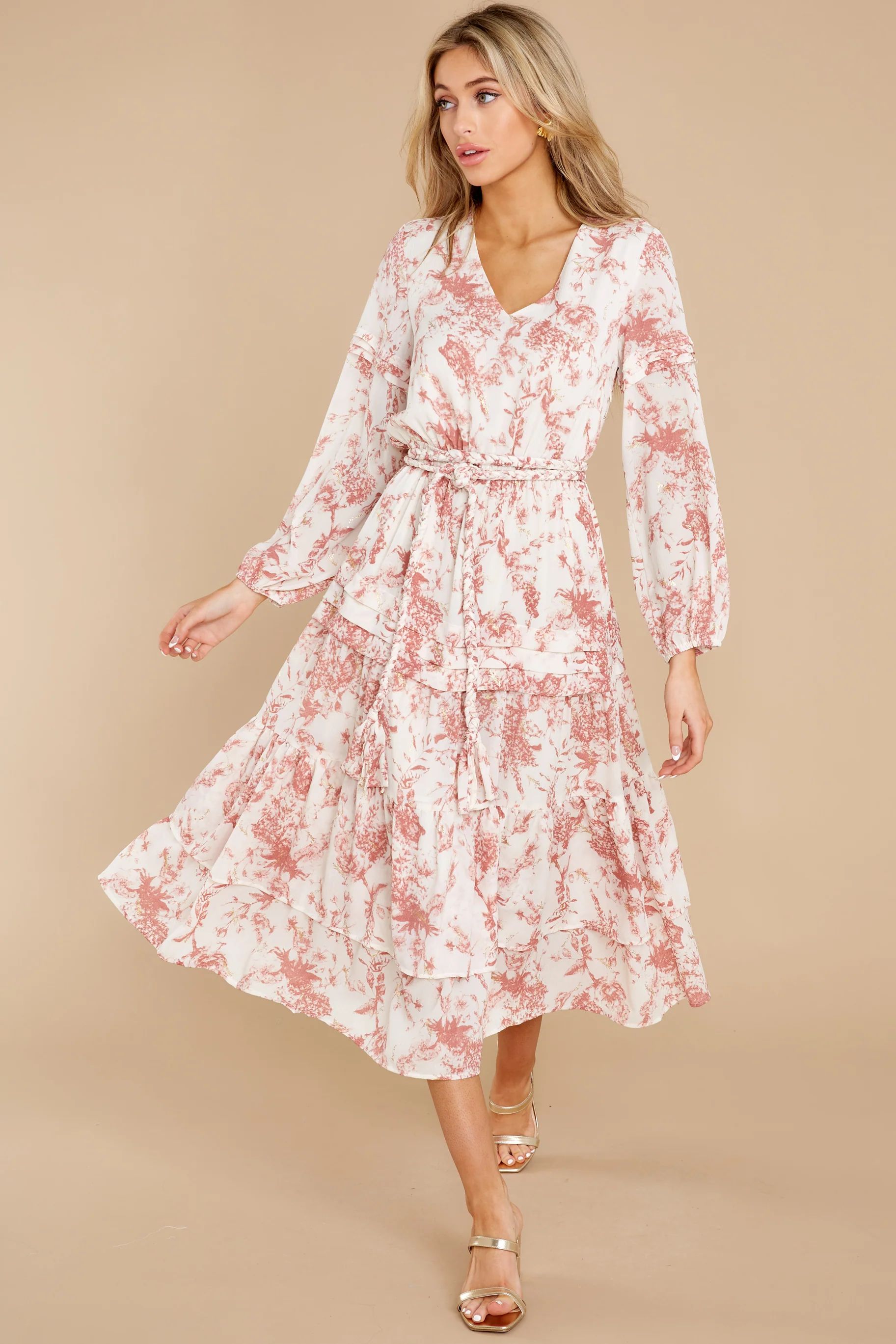 All The Best Ivory And Pink Floral Print Maxi Dress | Red Dress 