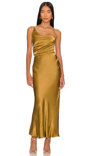 Giorgia Asymmetrical Midi Dress in Olive Oil | Revolve Clothing (Global)