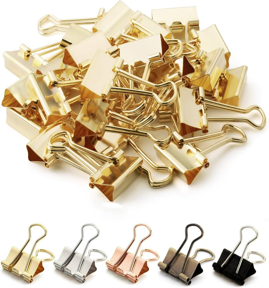 Mr. Pen- Binder Clips, Small Binder Clips, 50Pack, 0.75 in, Gold, Small Clips, Paper Binder Clips... | Amazon (US)