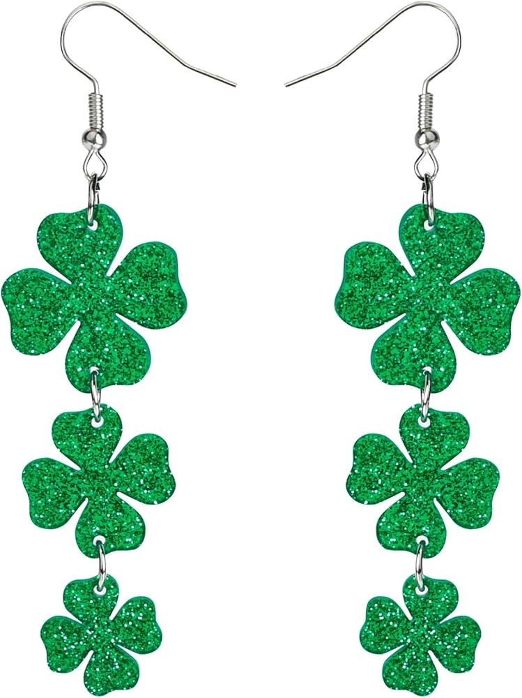 St Patricks Day Accessories Earrings for Women: Green Shamrock Dangle Earrings, Good Luck Shirt, ... | Amazon (US)