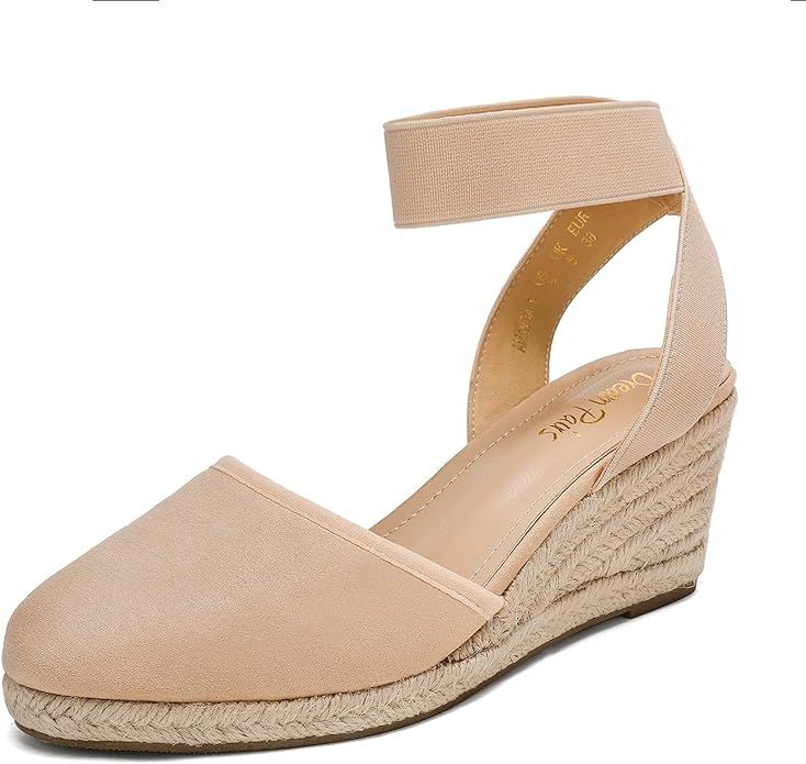 DREAM PAIRS Women's Elastic Ankle Strap Espadrilles Wedge Sandals | Amazon (US)