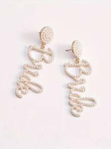 A Pair Of Faux Pearl Letter Bride Earrings, Red Bridal Earings, Bridal Earrings Ornaments, Suitab... | SHEIN