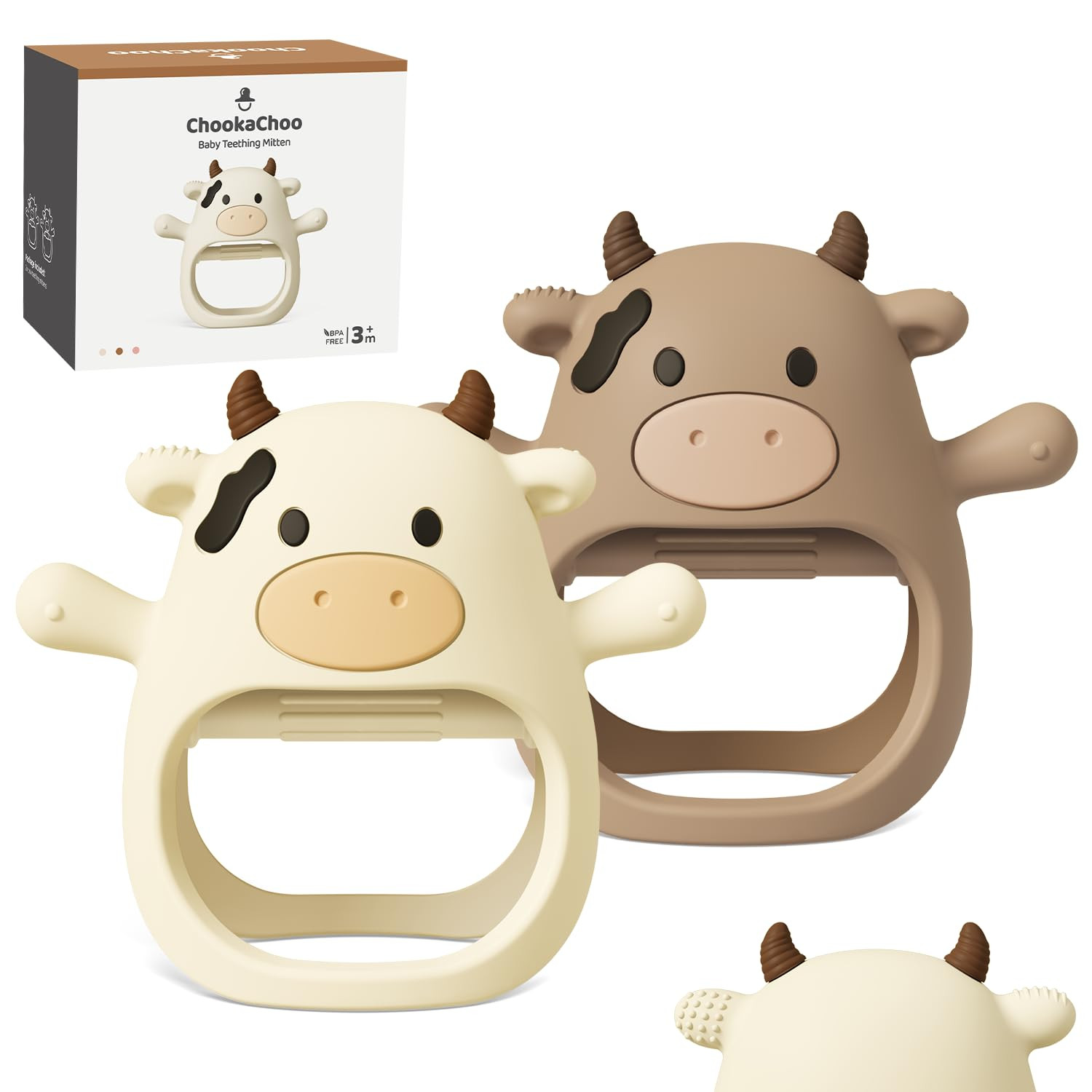 ChooKaChoo 2 Pack Baby Teething Toy for Over 3 Months, Food Grade Silicone Teething Mitten, Anti ... | Amazon (US)