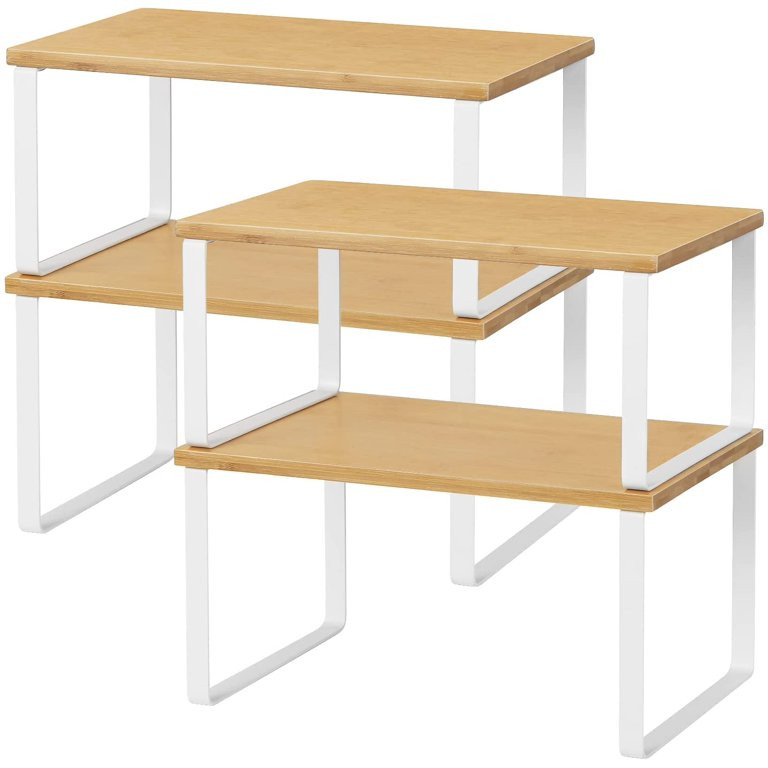 DOYYS Bamboo Kitchen Cabinet and Counter Shelf Organizer, Stackable & Expandable, Set of 4, White... | Walmart (US)