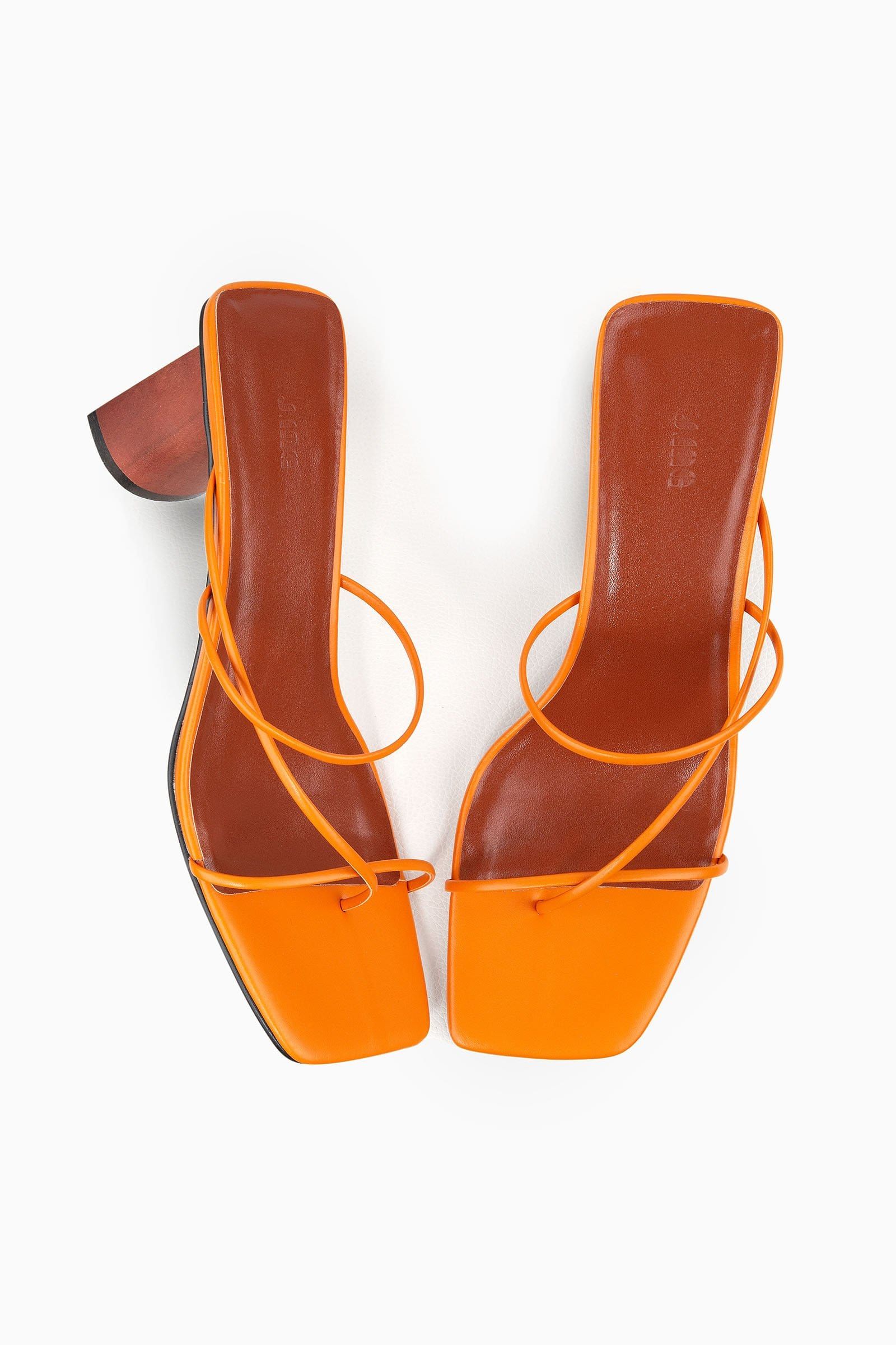 Iviana Orange Square Toe Sandals | J.ING