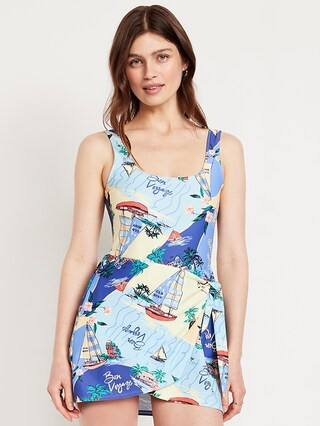 Matte Side-Tie Swim Dress | Old Navy (US)