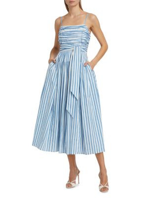 Cameron Striped Belted Midi Dress | Saks Fifth Avenue OFF 5TH