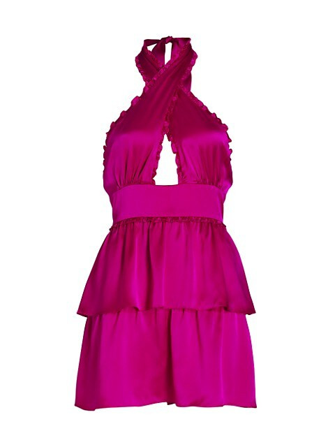 Amanda Uprichard Estella Crossover Silk Minidress | Saks Fifth Avenue