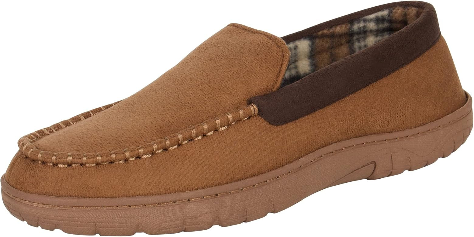 Hanes Men's Moccasin Slipper House Shoe with Indoor Outdoor Memory Foam Sole Fresh Iq Odor Protectio | Amazon (US)