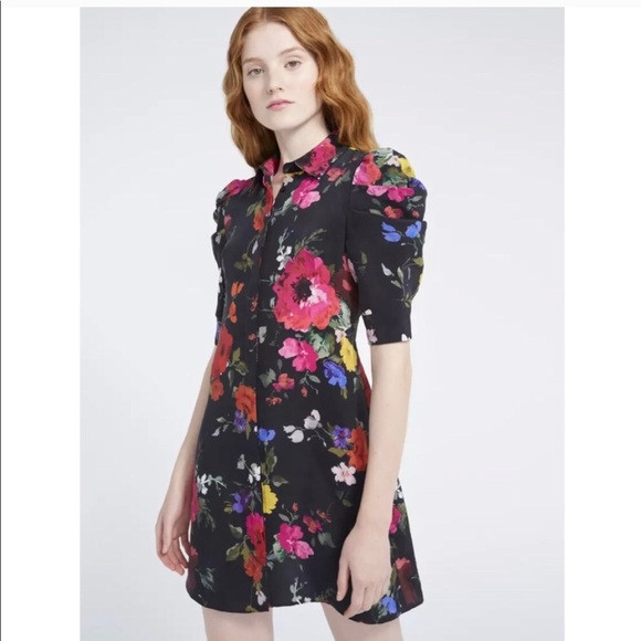 Alice + Olivia Jen Floral Mini Shirt Dress L | Poshmark
