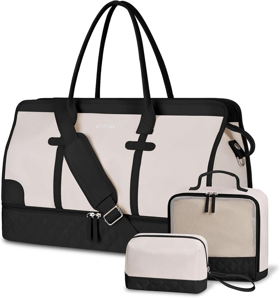ETRONIK Weekender Overnight Bag for Women, Large Travel Duffle Bag with Shoe Compartment & Wet Po... | Amazon (US)