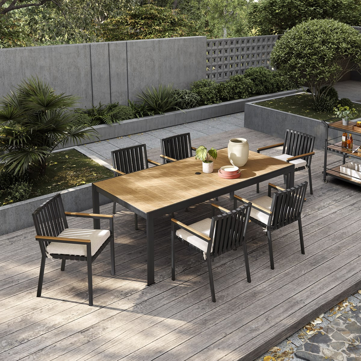 Castlery Aluminum Frame Outdoor Dining Table - Beige | Castlery US
