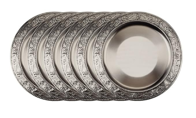 Old Dutch OS421 13" Embossed Victoria, Set of 6 Charger Plates, Antique Pewter | Amazon (US)