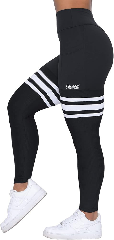 Bombshell Sportswear Perform Thigh High Leggings for Women with Pockets, Workout Running Yoga Leg... | Amazon (US)