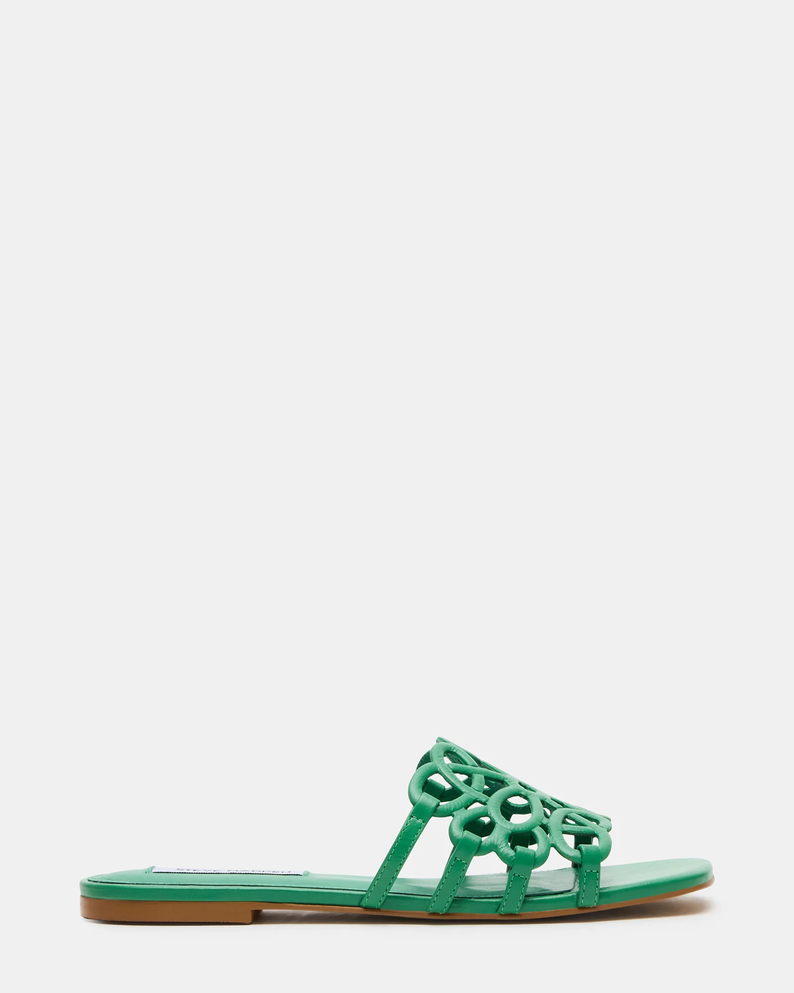 LOTUS Green Leather Square-Toe Slide Women's Sandal | Steve Madden (US)