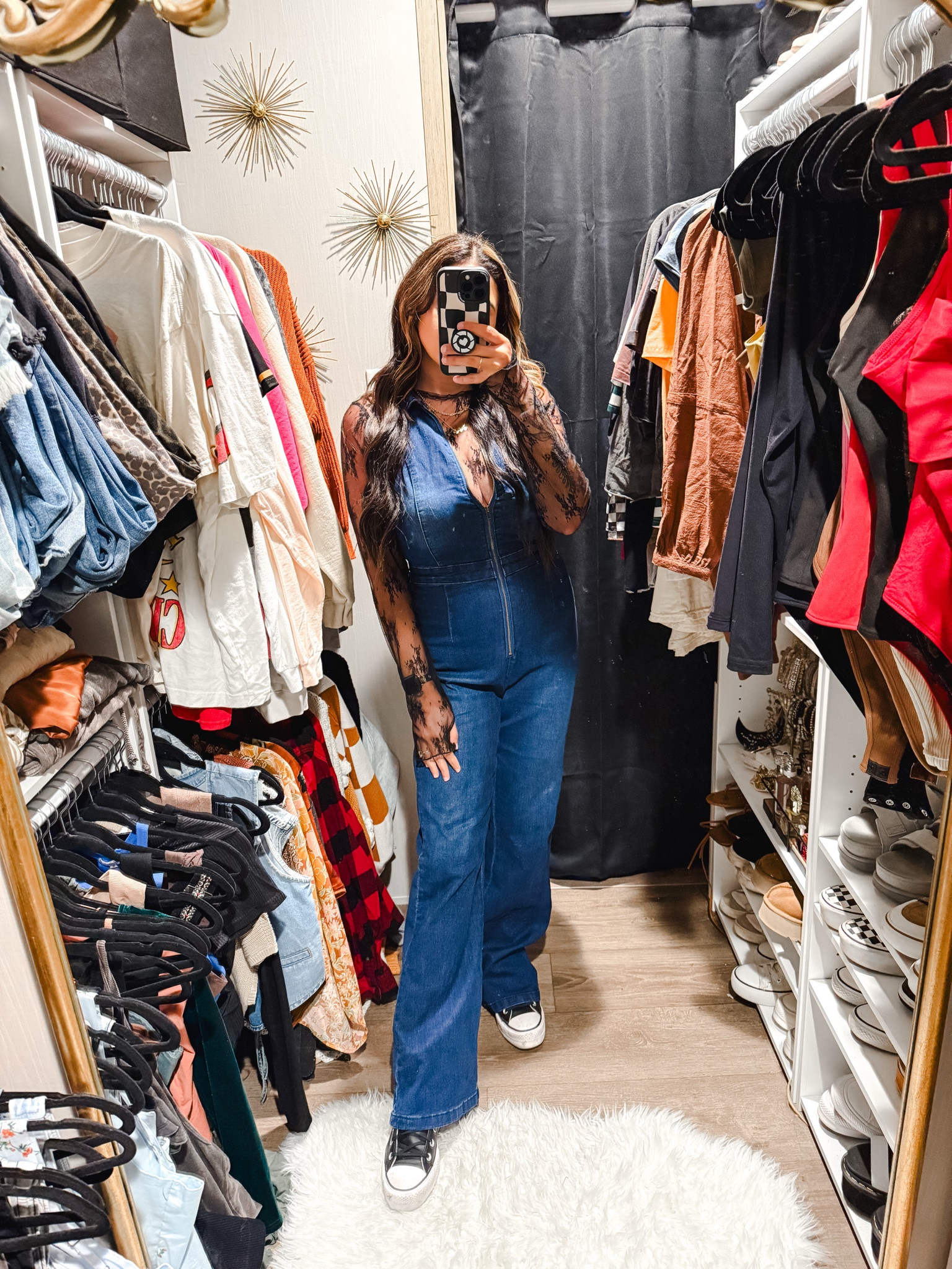 A casual yet edgy look for Thanksgiving! This denim jumpsuit can be worn in the warmer months or throw a long sleeve underneath to be able to wear it during the colder months! 

Sizing details: 
•jumpsuit is in a M
•lace top is a L 

#LTKSeasonal #LTKStyleTip #LTKMidsize