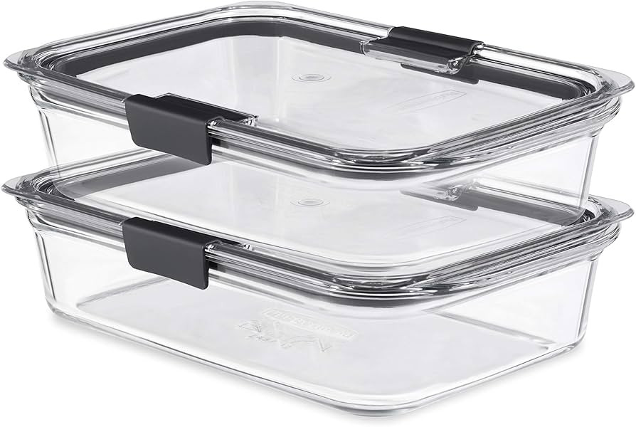 Rubbermaid Brilliance Glass Food Storage Containers, 8 Cup, Set of 2, BPA-Free, Leak-Proof, Clear | Amazon (US)
