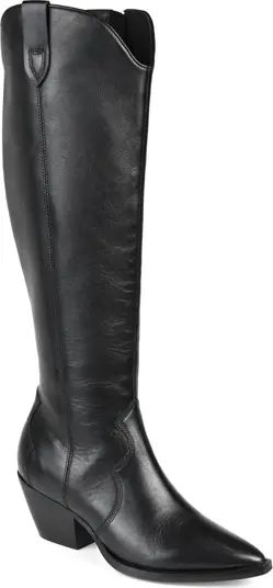 Journee Signature Pryse Leather Western Boot | Nordstrom | Nordstrom